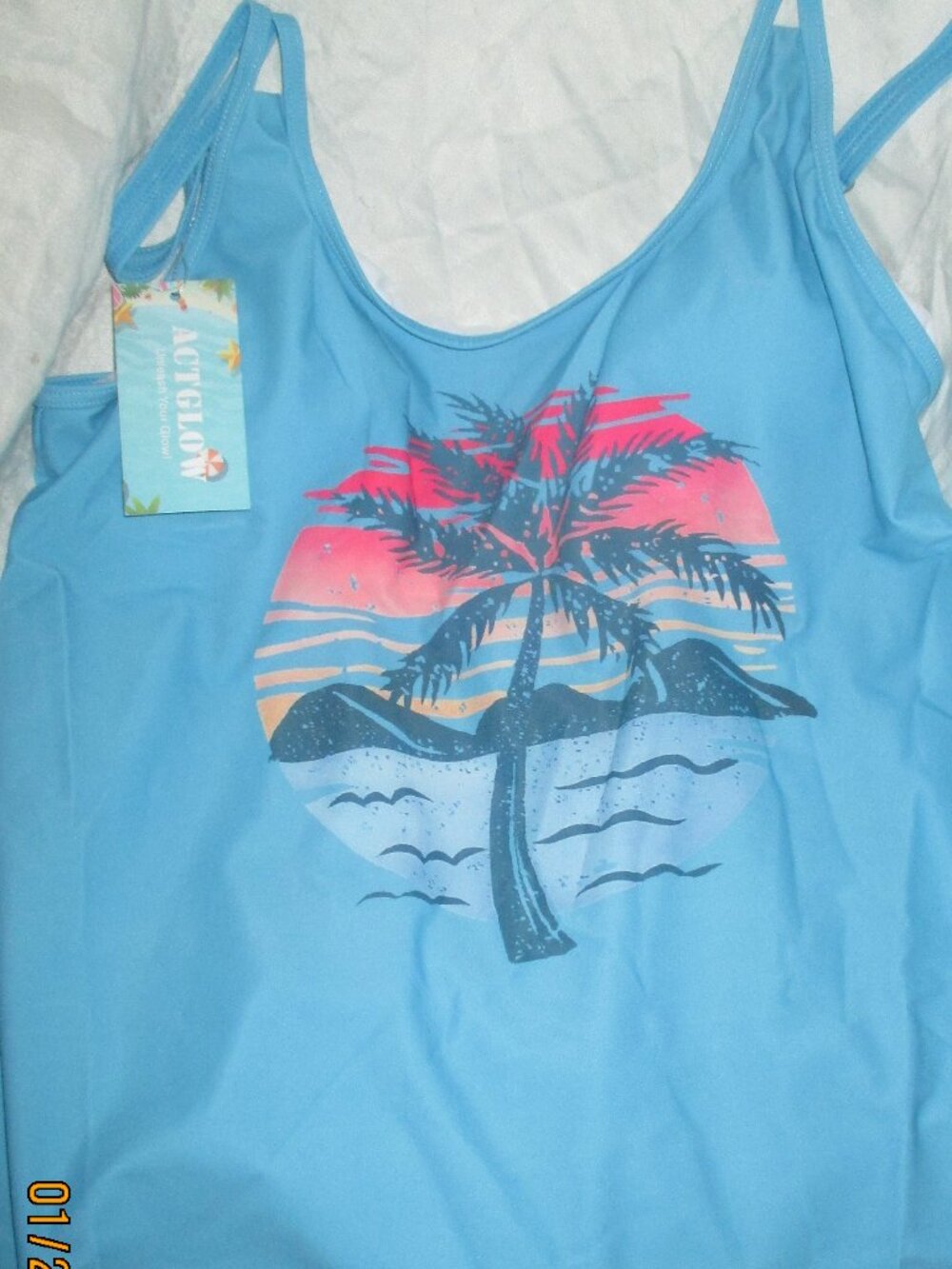 ACTGLOW Women's Flowy Tankini Top- Modest Loose Fit Plus Size XL NEW